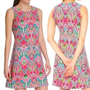 Tommy Hilfiger Dress Colorful Pink Purple Paisley Sleeveless Dress Size 8
